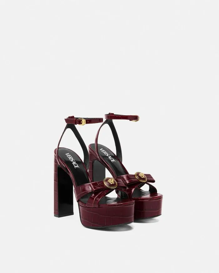 CrocEffect Gianni Ribbon Sandals 140 Mm Burgundy Women Versace Sandals
