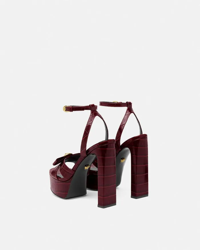 CrocEffect Gianni Ribbon Sandals 140 Mm Burgundy Women Versace Sandals