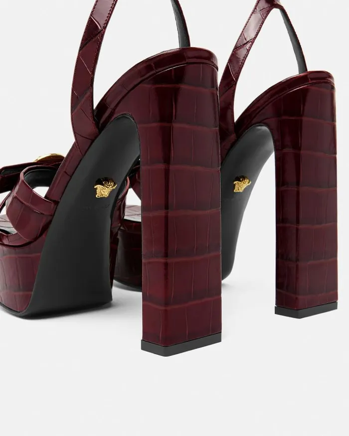 CrocEffect Gianni Ribbon Sandals 140 Mm Burgundy Women Versace Sandals