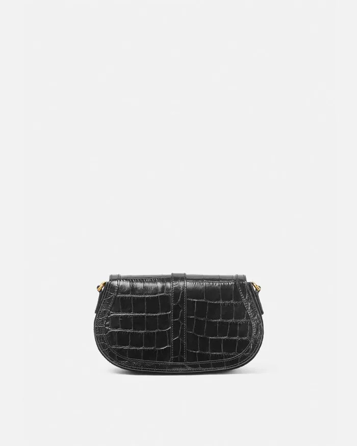 CrocEffect Greca Goddess Shoulder Bag Blackgold Women Versace Shoulder and Crossbody