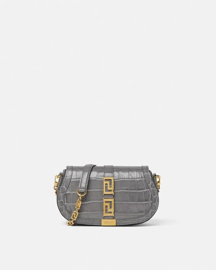 CrocEffect Greca Goddess Shoulder Bag Gray Women Versace Greca Goddess
