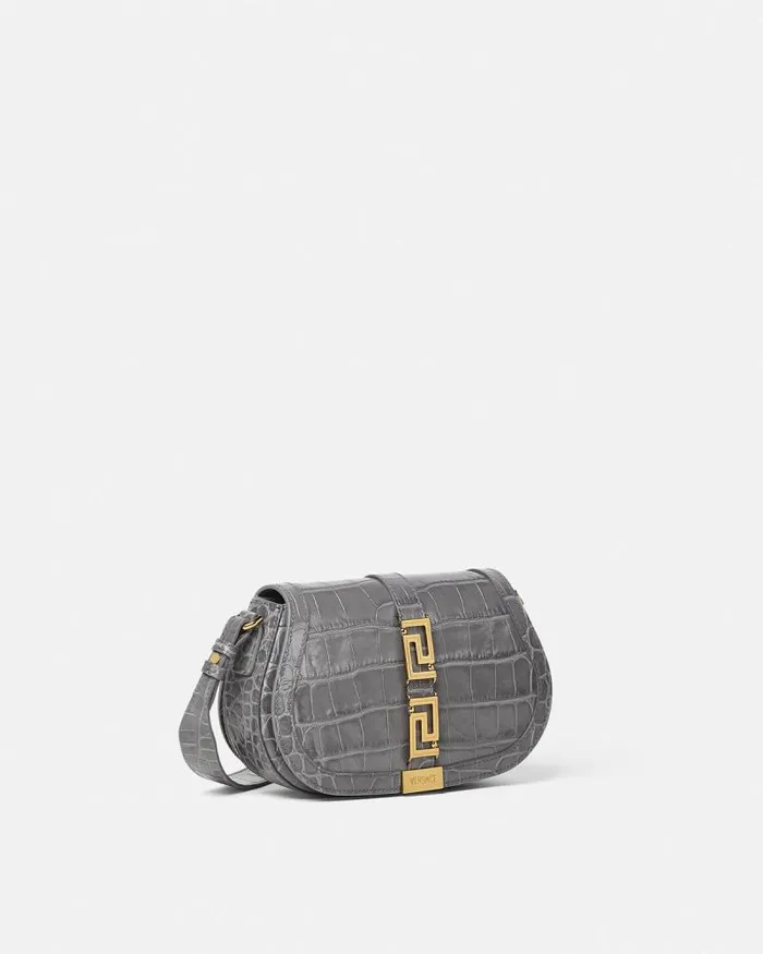 CrocEffect Greca Goddess Shoulder Bag Gray Women Versace Greca Goddess