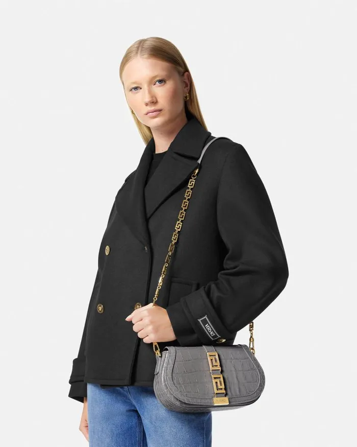 CrocEffect Greca Goddess Shoulder Bag Gray Women Versace Greca Goddess