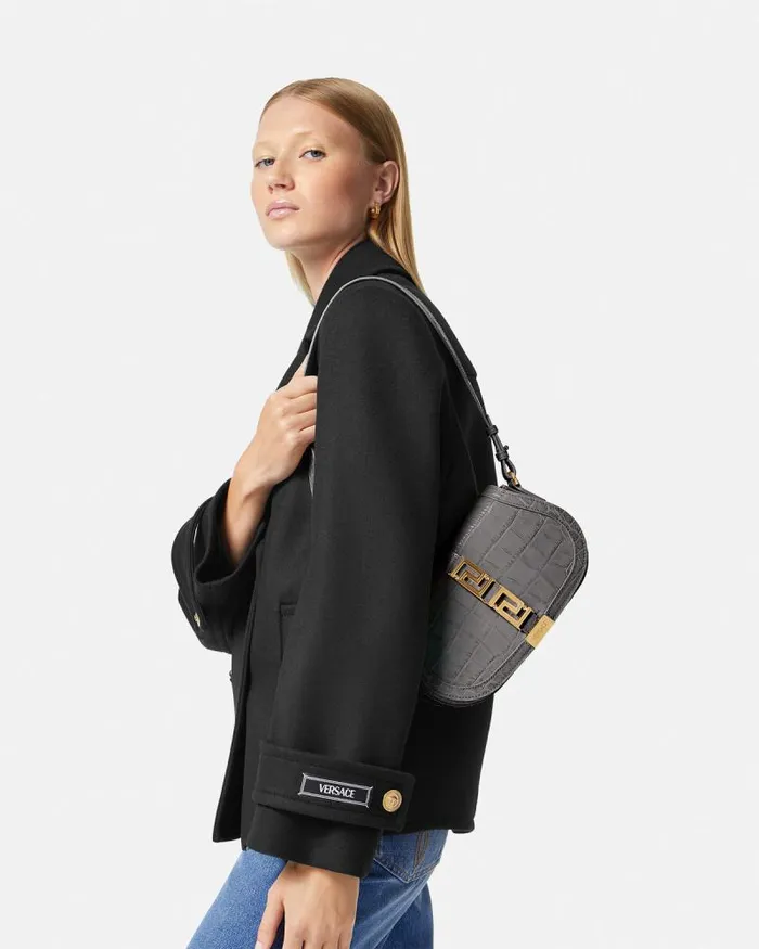 CrocEffect Greca Goddess Shoulder Bag Gray Women Versace Greca Goddess