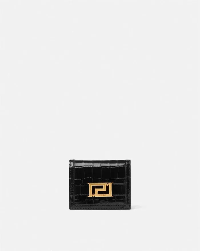 CrocEffect Greca Goddess Wallet Blackgold Women Versace Wallets