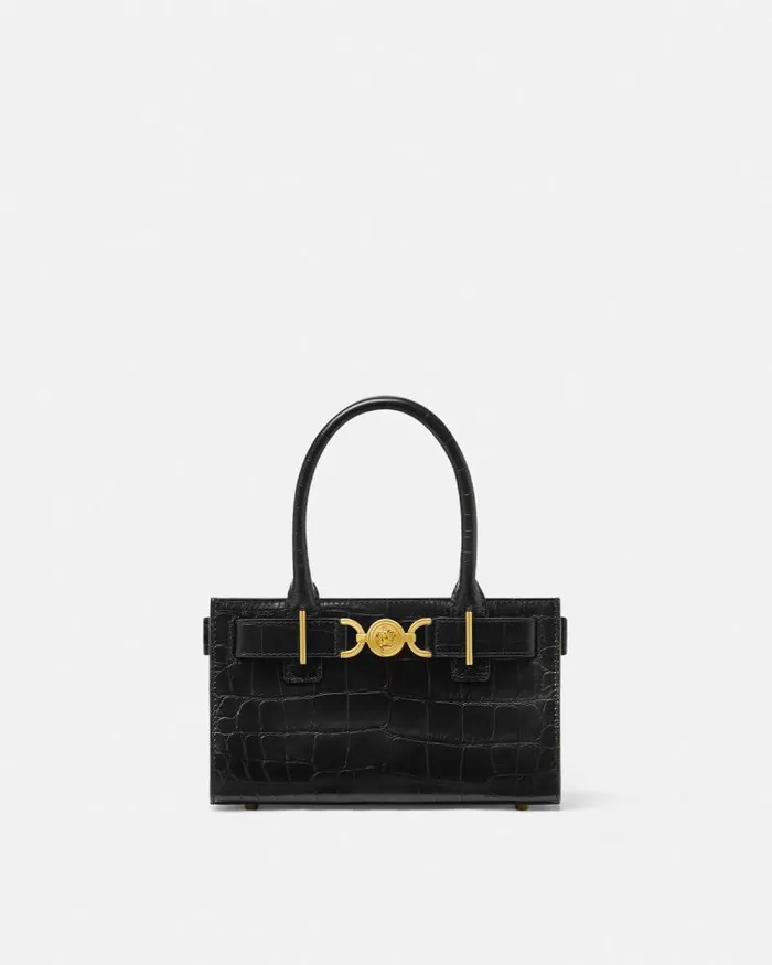CrocEffect Medusa 03995 Small Tote Bag Blackgold Women Versace Totes