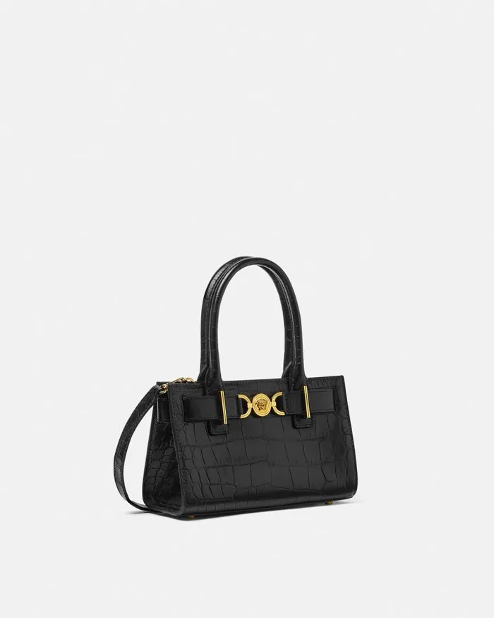 CrocEffect Medusa 03995 Small Tote Bag Blackgold Women Versace Totes