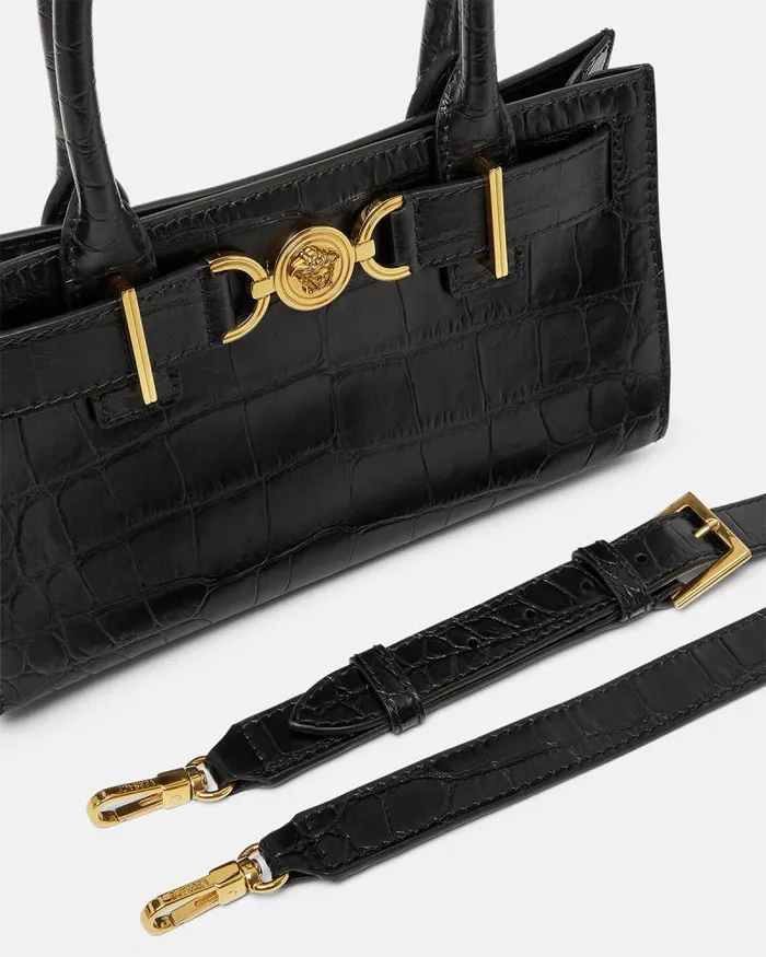 CrocEffect Medusa 03995 Small Tote Bag Blackgold Women Versace Totes