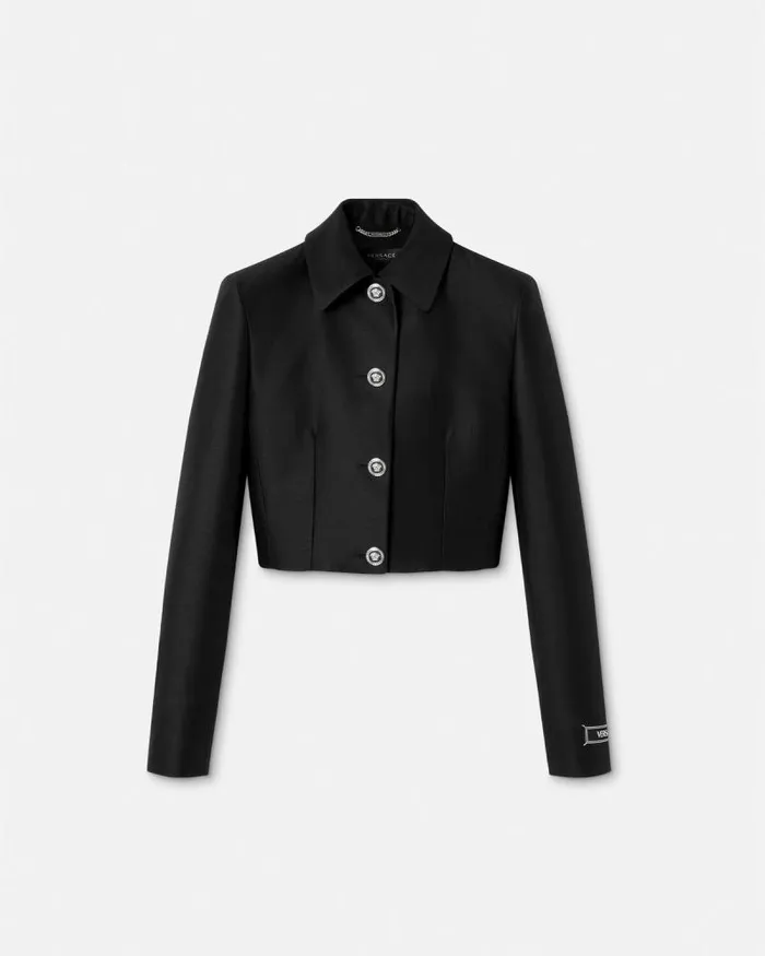 Crop Blouson Jacket Black Women Versace Blazer and Jackets