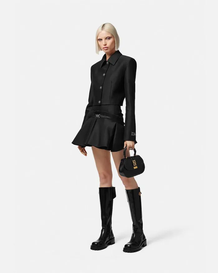 Crop Blouson Jacket Black Women Versace Blazer and Jackets