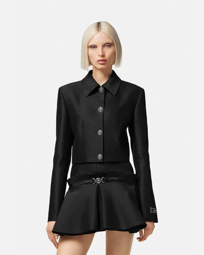 Crop Blouson Jacket Black Women Versace Blazer and Jackets