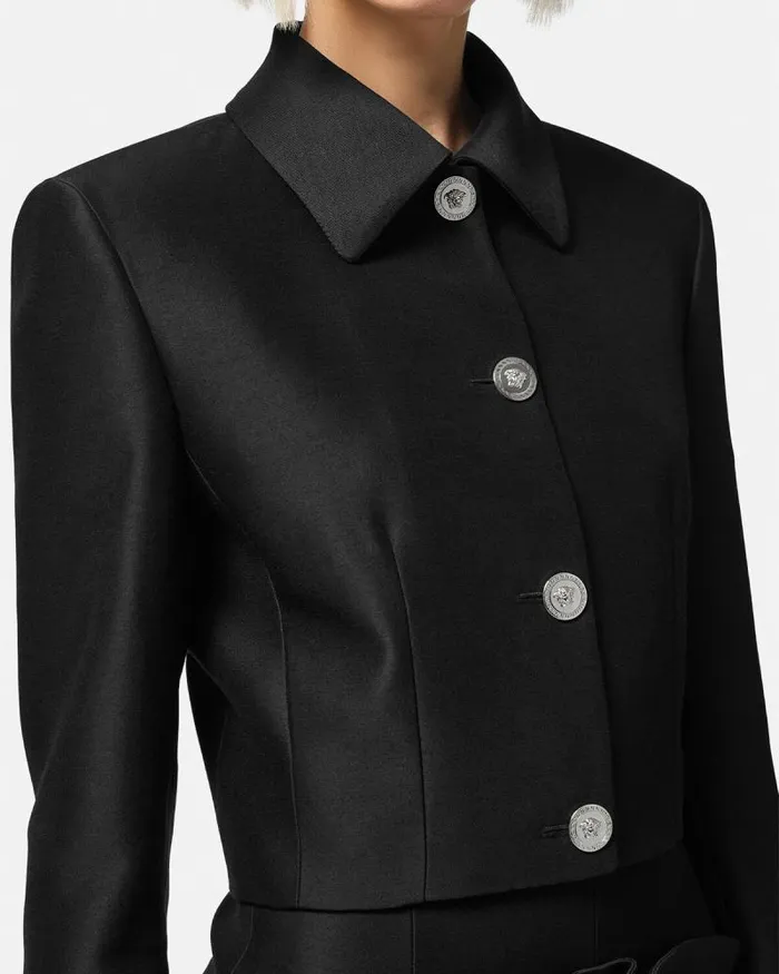 Crop Blouson Jacket Black Women Versace Blazer and Jackets