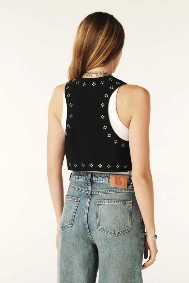 Cropped Vest Silvestre Black Women Baandsh Tops and Shirts