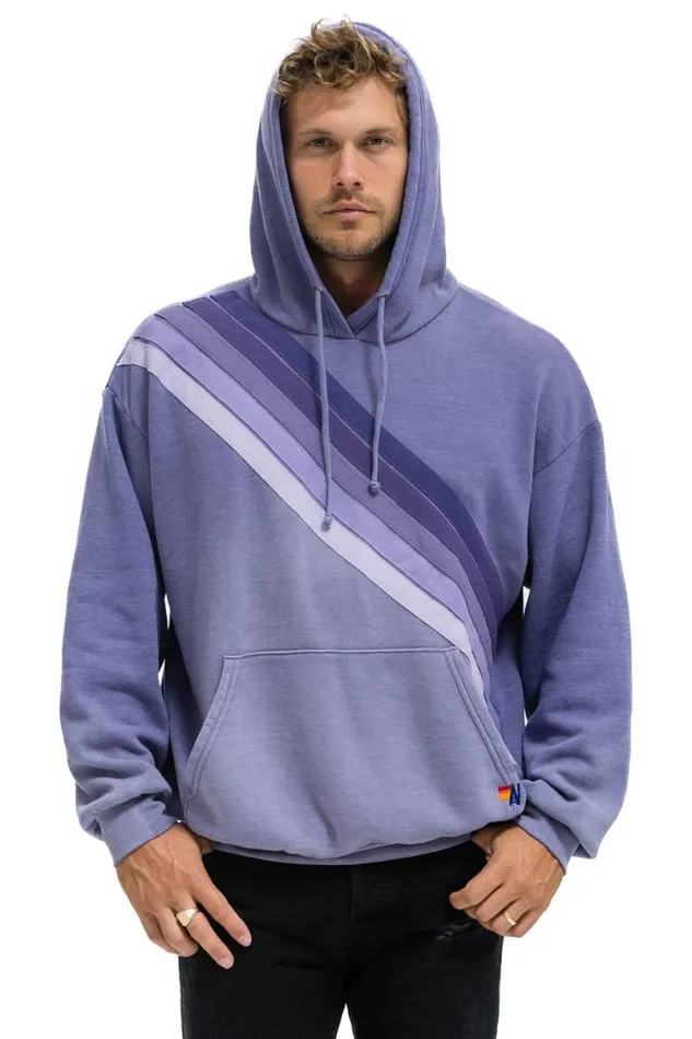 Cross Stripe Relaxed Pullover Hoodie 8211 Faded Grape WomenMen Aviator Nation Hoodies