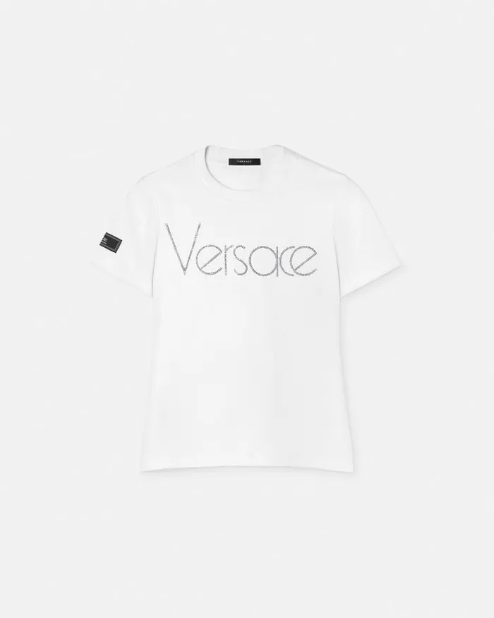 Crystal 1978 ReEdition Logo TShirt White Women Versace TShirts and Sweatshirts