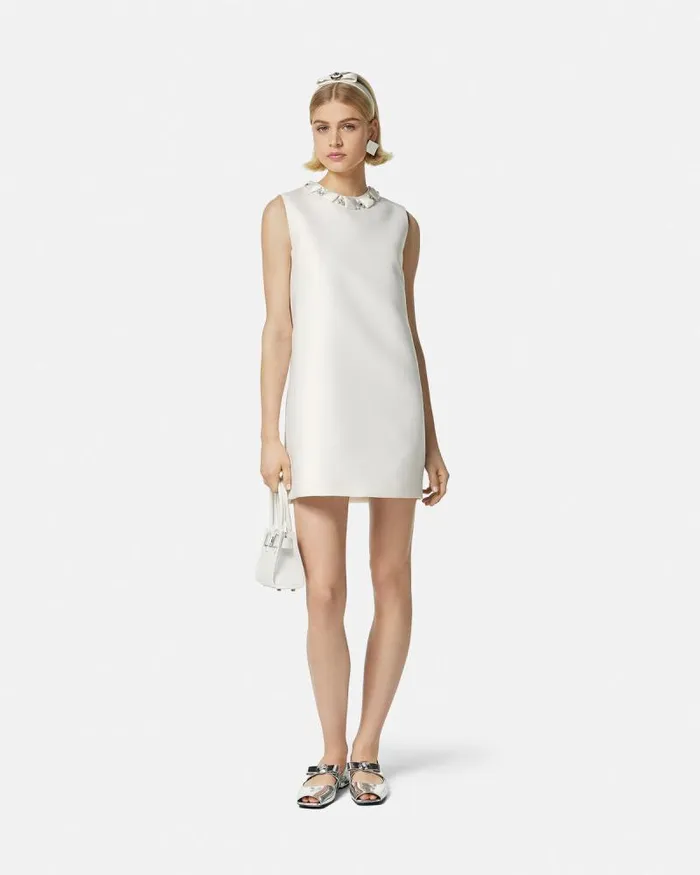 Crystal Duchesse Mini Dress White Women Versace Dresses