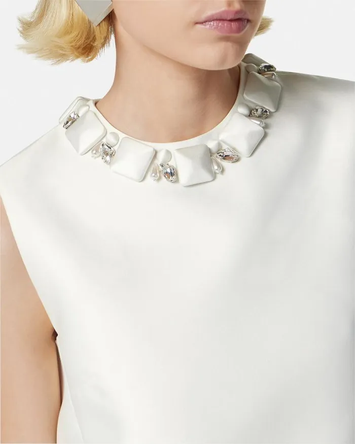 Crystal Duchesse Mini Dress White Women Versace Dresses