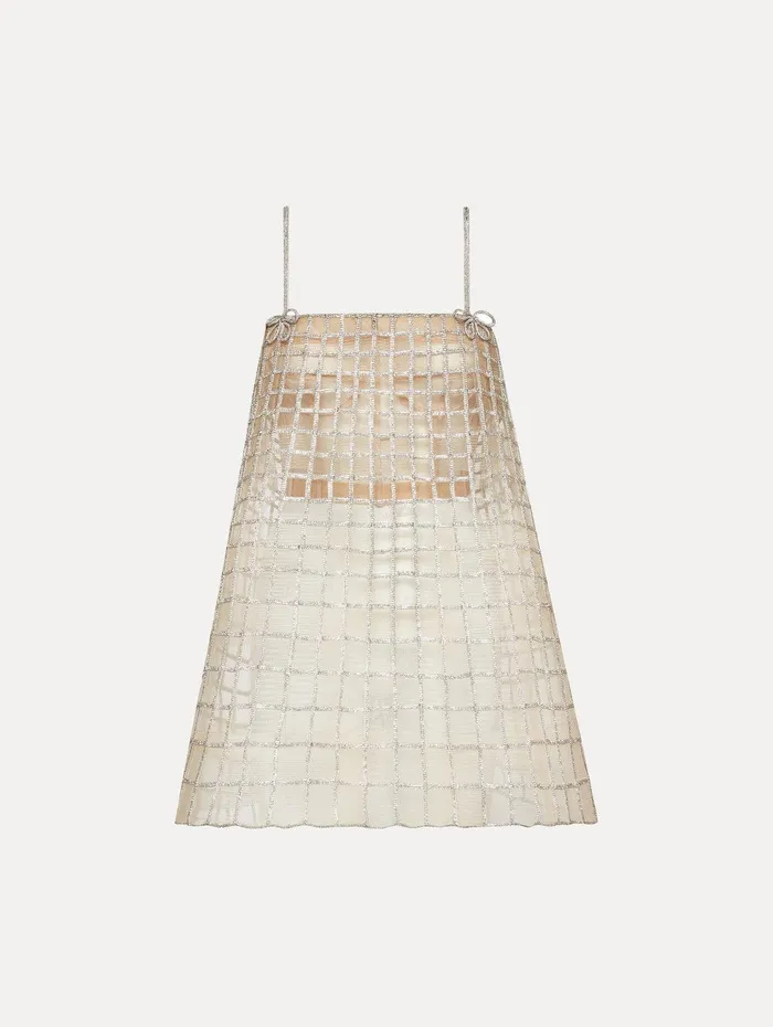 Crystal Grid Trapeze Dress Crystal Women Oscar De La Renta Dresses