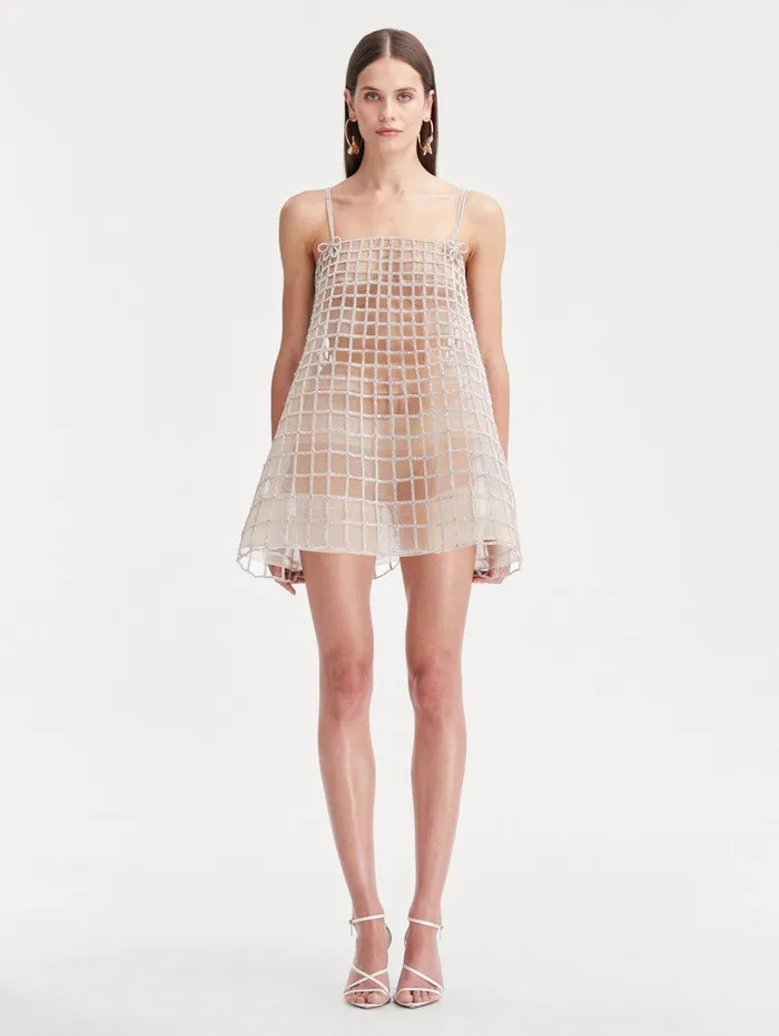 Crystal Grid Trapeze Dress Crystal Women Oscar De La Renta Dresses Crystal Grid Trapeze Dress Crystal Women Oscar De La Renta Dresses