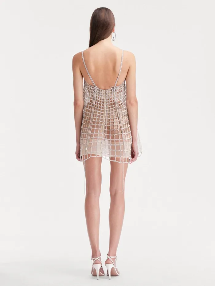 Crystal Grid Trapeze Dress Crystal Women Oscar De La Renta Dresses Crystal Grid Trapeze Dress Crystal Women Oscar De La Renta Dresses