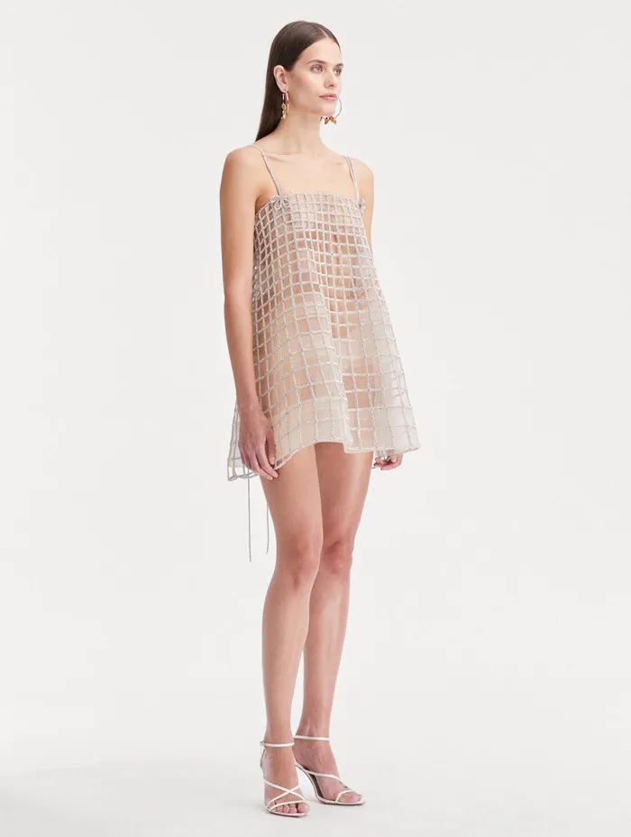 Crystal Grid Trapeze Dress Crystal Women Oscar De La Renta Dresses Crystal Grid Trapeze Dress Crystal Women Oscar De La Renta Dresses
