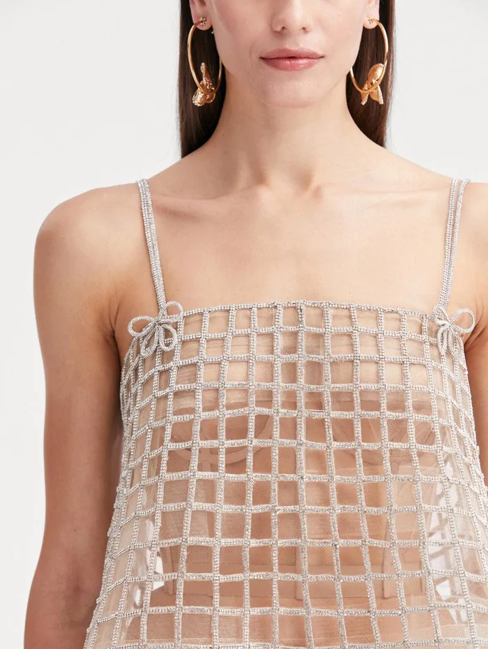Crystal Grid Trapeze Dress Crystal Women Oscar De La Renta Dresses Crystal Grid Trapeze Dress Crystal Women Oscar De La Renta Dresses
