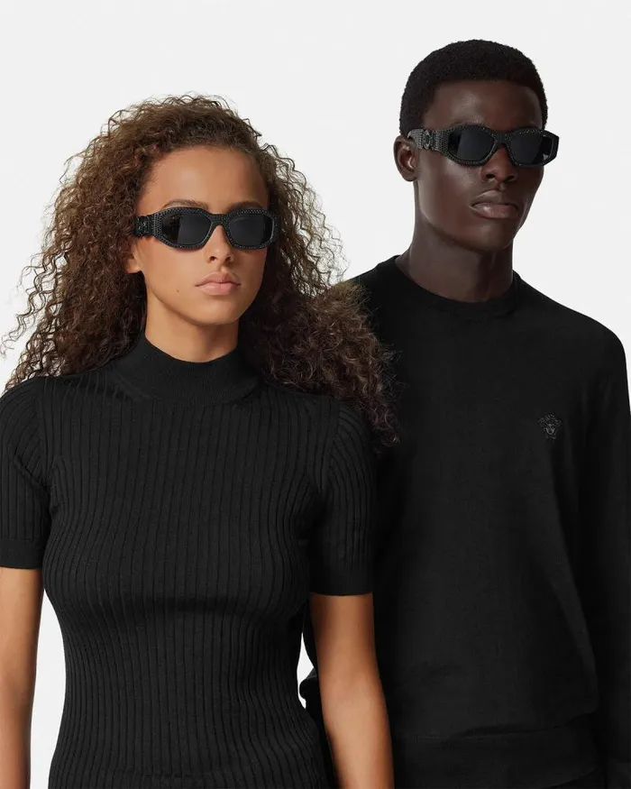 Crystal Medusa Biggie Sunglasses Black WomenMen Versace Sunglasses