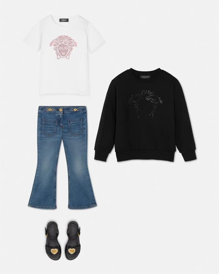 Crystal Medusa Kids TShirt Light Pink Children Versace Clothing