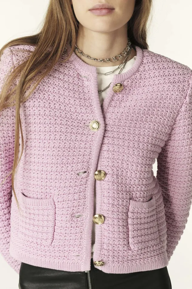 Decorative Knit Cardigan Gaspard Blue Women Baandsh Sweaters and Cardigans
