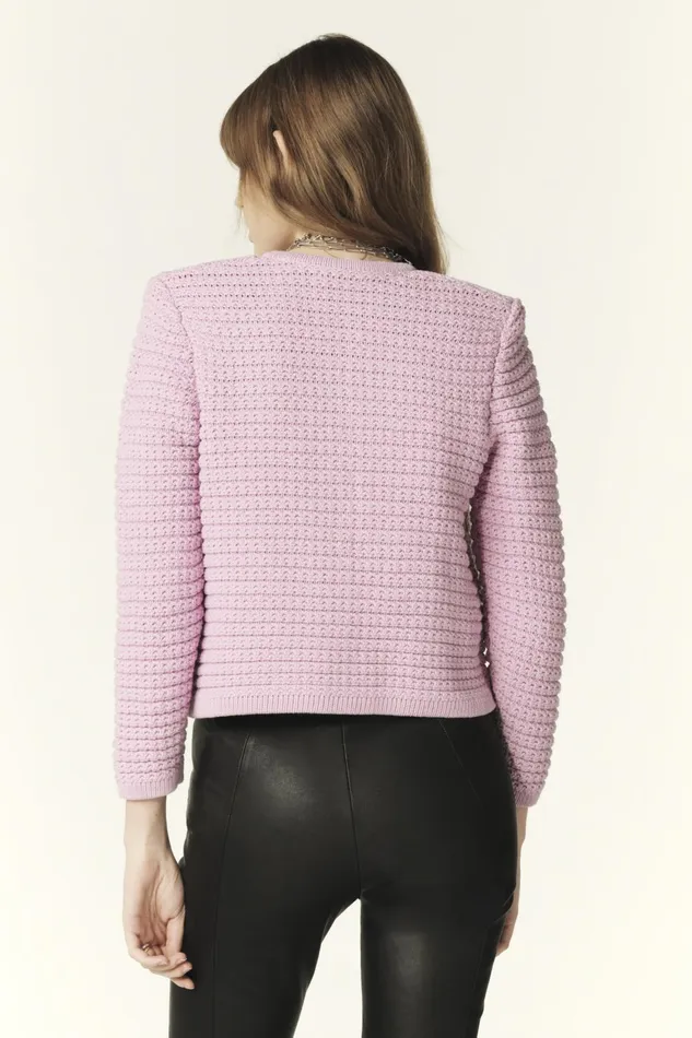 Decorative Knit Cardigan Gaspard Blue Women Baandsh Sweaters and Cardigans
