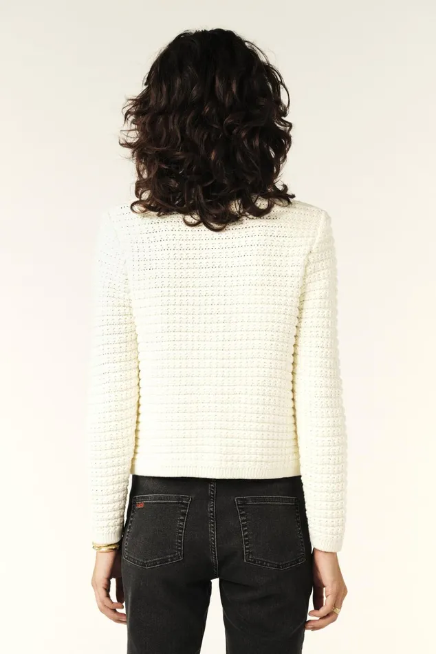 Decorative Knit Cardigan Gaspard Blue Women Baandsh Sweaters and Cardigans