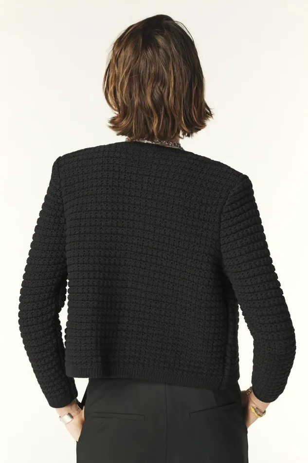 Decorative Knit Cardigan Gaspard Blue Women Baandsh Sweaters and Cardigans