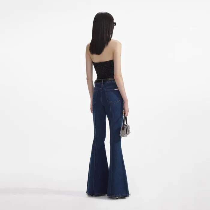Denim Kick Flare Jeans Women Self Portrait Denim Denim Kick Flare Jeans Women Self Portrait Denim