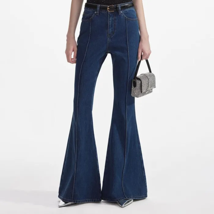 Denim Kick Flare Jeans Women Self Portrait Denim Denim Kick Flare Jeans Women Self Portrait Denim