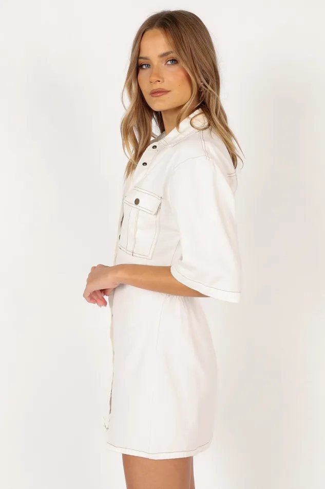 Denim Petal and Pup Women Hailey Denim Mini Dress White Denim