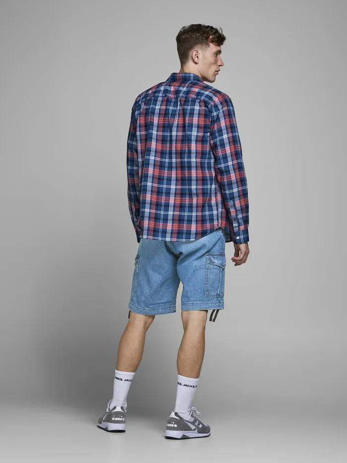 Denim Shorts JACK and JONES Mens CARGO DENIM SHORTS Blue Blue Denim On Sale