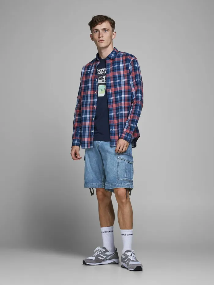 Denim Shorts JACK and JONES Mens CARGO DENIM SHORTS Blue Blue Denim On Sale