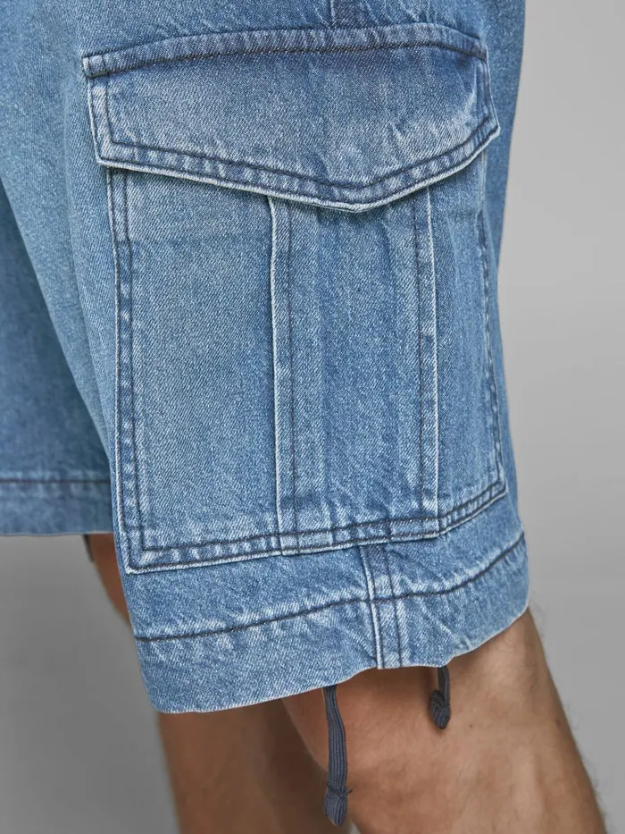Denim Shorts JACK and JONES Mens CARGO DENIM SHORTS Blue Blue Denim On Sale