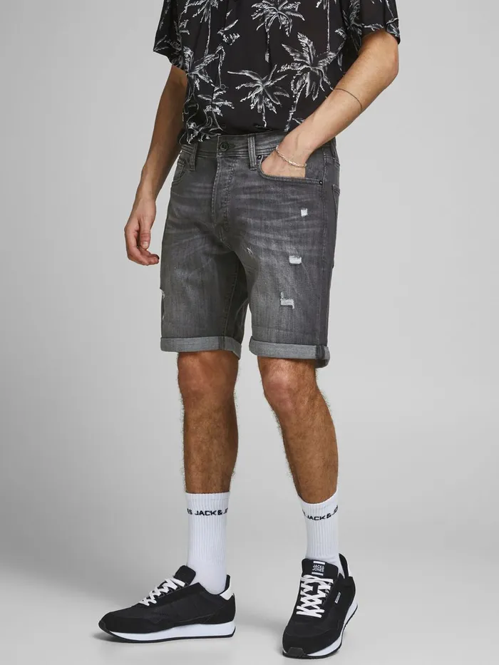 Denim Shorts JACK and JONES Mens RICK ORIGINAL AGI 200 DENIM SHORTS Grey Black Denim Popular
