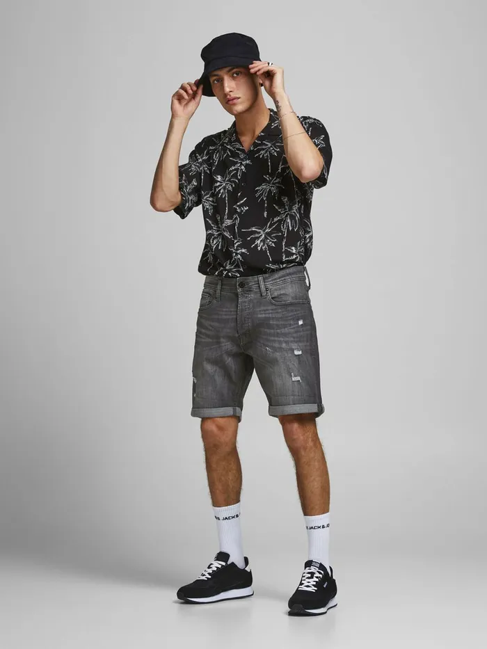 Denim Shorts JACK and JONES Mens RICK ORIGINAL AGI 200 DENIM SHORTS Grey Black Denim Popular