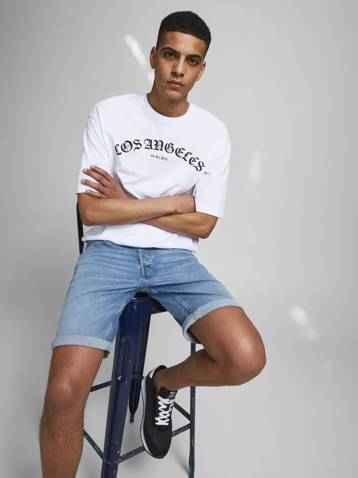 Denim Shorts JACK and JONES Mens RICK ORIGINAL NA 030 DENIM SHORTS Blue Blue Denim For Sale