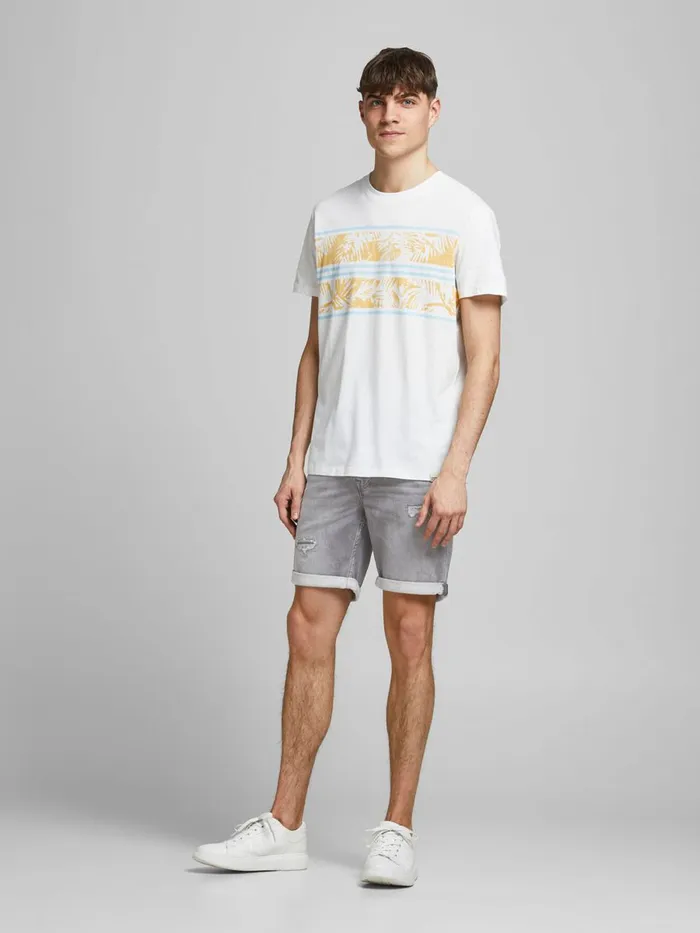 Denim Shorts JACK and JONES Mens RICKICON GE 331 INDIGO KNIT DENIM SHORTS Grey Grey Denim Gift Ideas