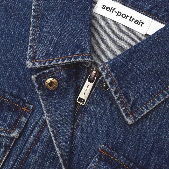 Denim Utility Cropped Jacket Women Self Portrait Outerwear
