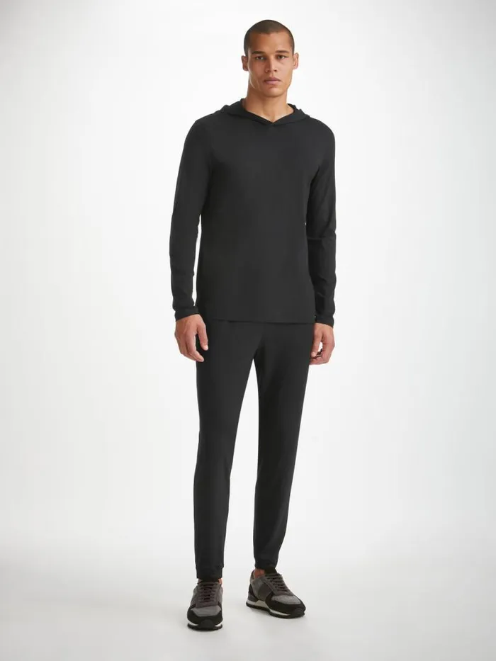 Derek Rose Casual Pants Men Track Pants Basel Micro Modal Stretch Black