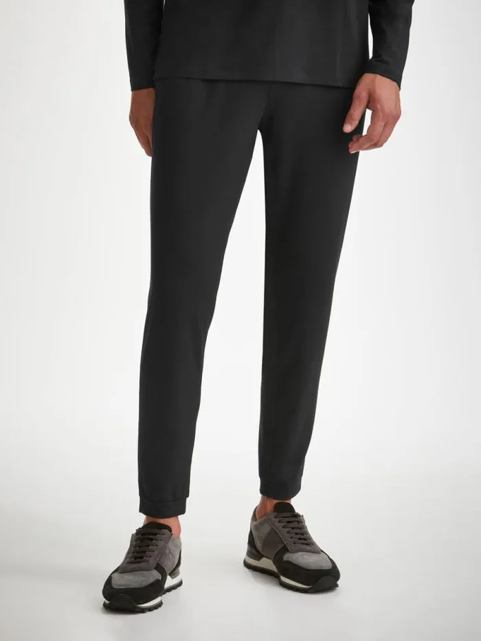 Derek Rose Casual Pants Men Track Pants Basel Micro Modal Stretch Black