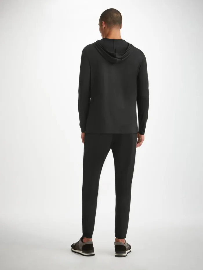 Derek Rose Casual Pants Men Track Pants Basel Micro Modal Stretch Black