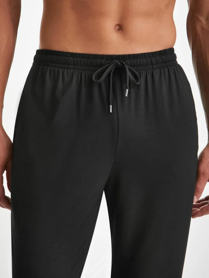Derek Rose Casual Pants Men Track Pants Basel Micro Modal Stretch Black