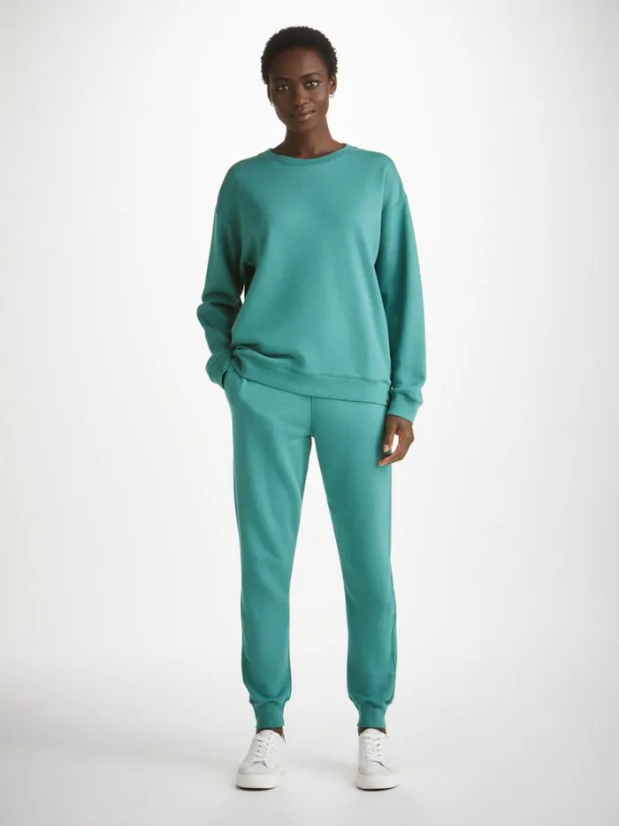 Derek Rose Casual Pants Women Sweatpants Quinn Cotton Modal Stretch Teal