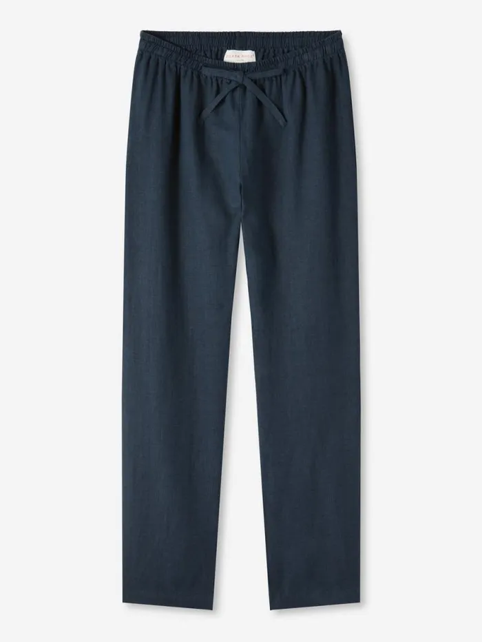 Derek Rose Casual Pants Women Trousers Vienna Linen Navy