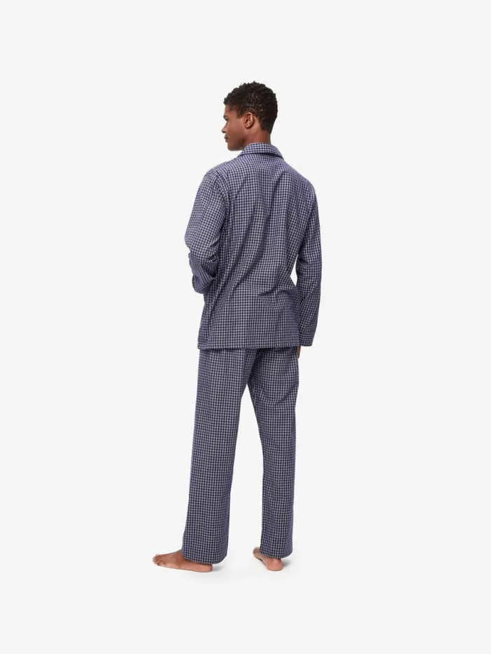 Derek Rose Classic Fit Pajamas Men Classic Fit Pajamas Braemar 32 Brushed Cotton Navy
